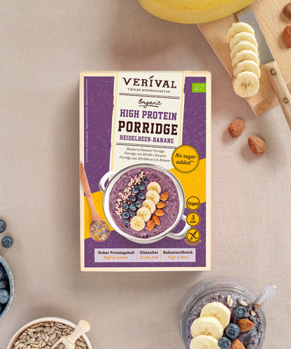 High protein porridge blueberry-banana